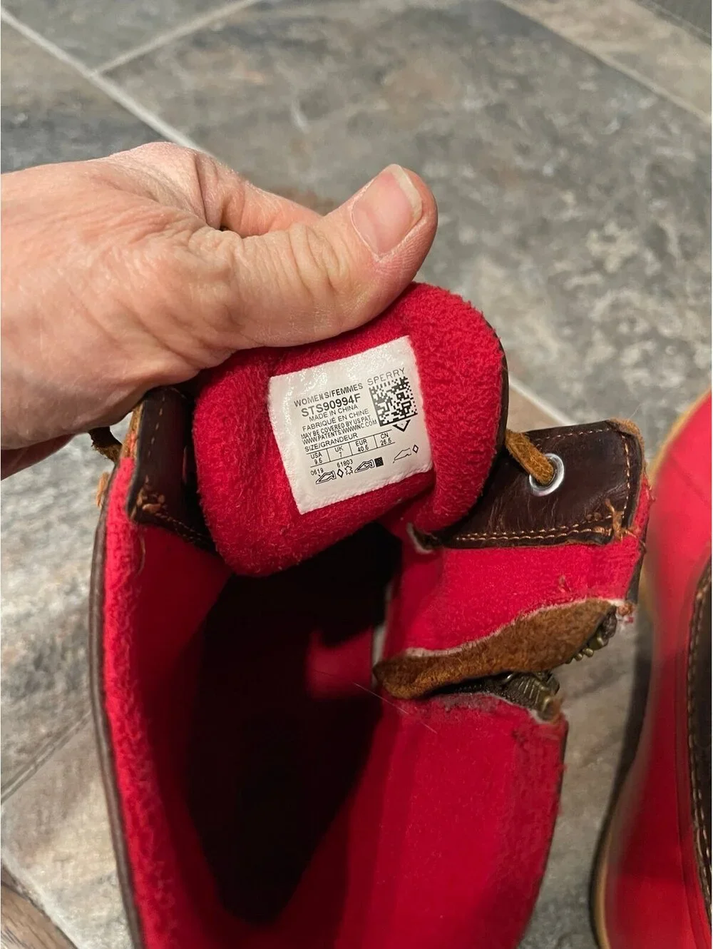 Sperry Saltwater Red Brown Duck Rain Boots Size 9.5